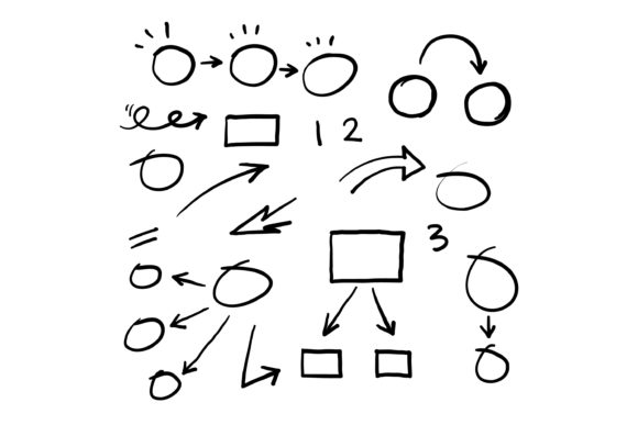Doodle Squares Circles Arrows: Visual Flow Tools